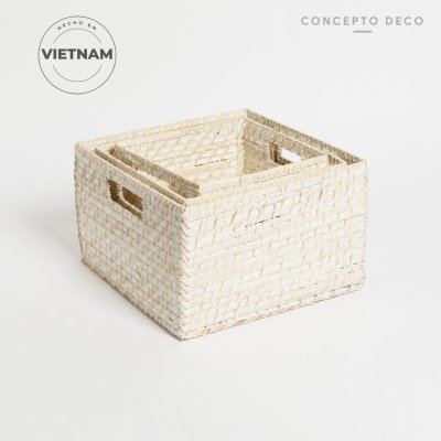 SETX3 CAN RATTAN BLANCO G:30X19 M:26X18 C:22X16,5