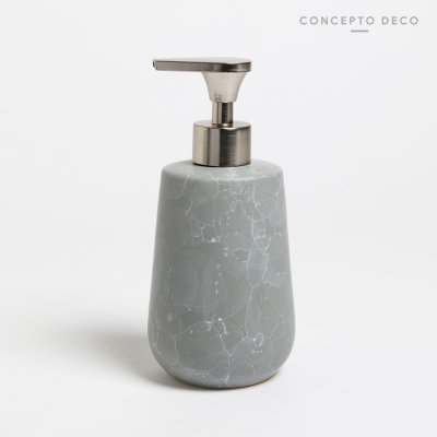 DISPENSER CÉRAMICASIMIL MÁRMOL REDONDO 19CM GRIS