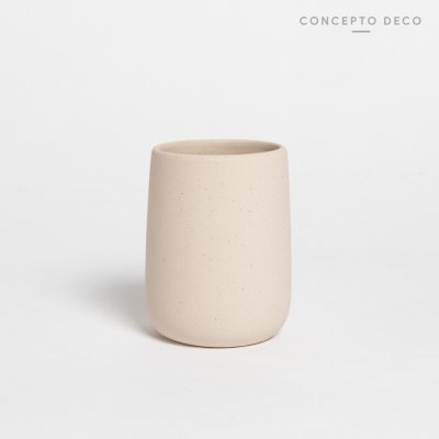 PORTACEPILLO CERÁMICA PUNTITOS CEMENTO 10X6CM