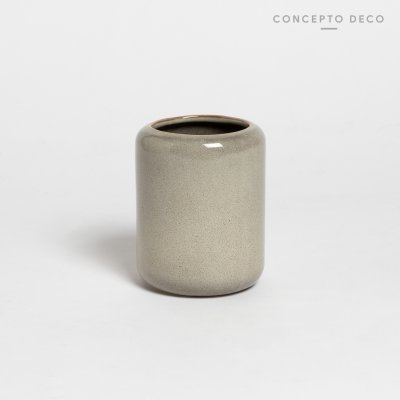 PORTACEPILLO CERÁMICA CRAQUELADA GRIS 10X6CM
