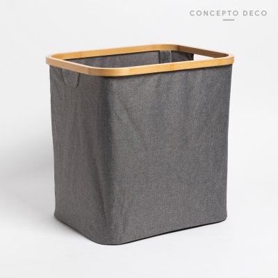 CESTO ORGANIZADOR GRIS BAMBOO 35X30X40CM