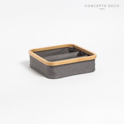 CESTO ORGANIZADOR GRIS BAMBOO X3 DIVISIONES 25X26X9CM