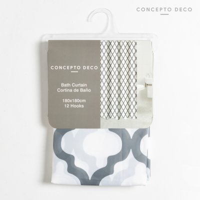 CORTINA ROMBOS GRIS 180X180CM