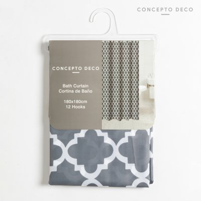 CORTINA OCTOGONOS GRIS 180X180CM