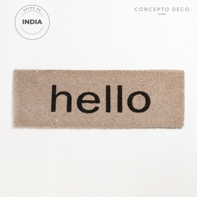 FELPUDO INDIA COCO HELLO GRIS CLARO 25X75CM