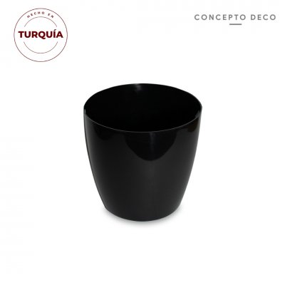 MACETA TURQUIA LISA NEGRO BRILLO 18CM H 19CM D