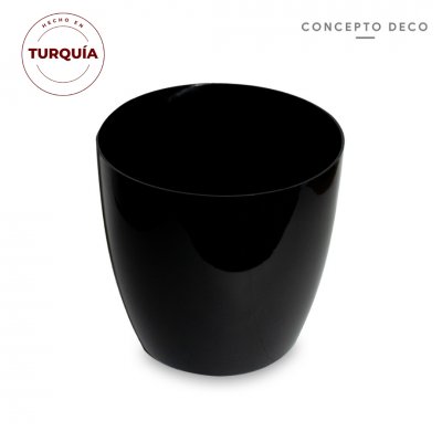 MACETA TURQUIA LISA NEGRO BRILLO 30CM H 34CM D