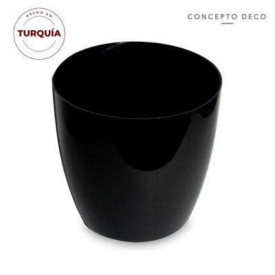 MACETA TURQUIA LISA NEGRO BRILLO 35CM H 38CM D