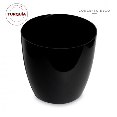 MACETA TURQUIA LISA NEGRO BRILLO 44CM H 48CM D
