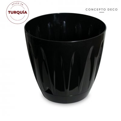 MACETA VETAS TURQUIA NEGRO BRILLO 32CM H 34CM DIAM