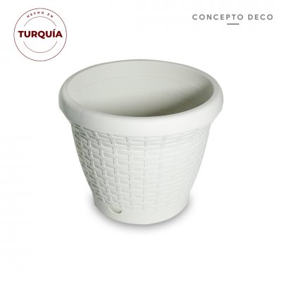MACETA TURQUIA RATTAN MARFIL MATE 19CM H 24CM D
