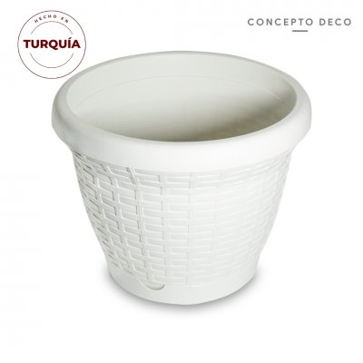 MACETA TURQUIA RATTAN MARFIL MATE 22CM H 29CM D