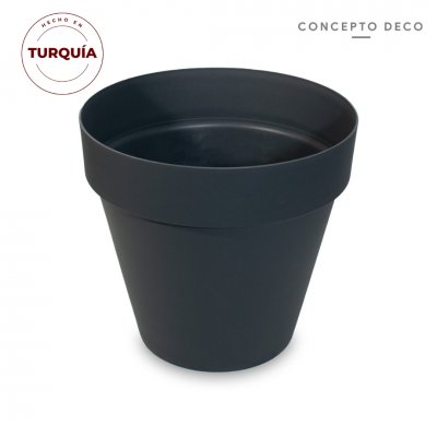 MACETA TURQ CLASICA GRIS MATE 33CM H 36CM D RUEDAS