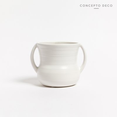 FLORERO VASIJA CERAMICA BLANCA 13X12CM