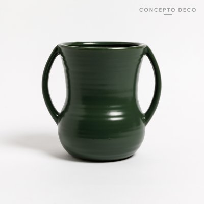 FLORERO VASIJA  CERAMICA VERDE 20X14CM