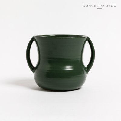 FLORERO VASIJA CERAMICA VERDE 16X15CM
