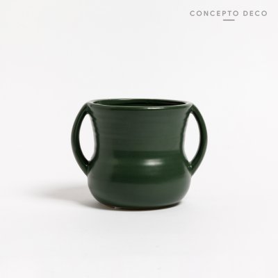 FLORERO VASIJA CERAMICA VERDE 13X12CM