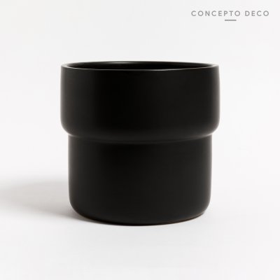 PORTA MACETA CLASICA CERAMICA NEG 18X20CM