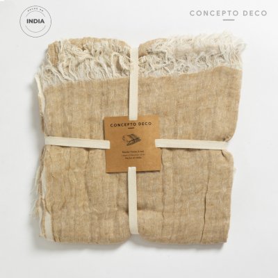 MANTA SOFÁ INDIA ODISHA LINO BEIGE 130X170CM