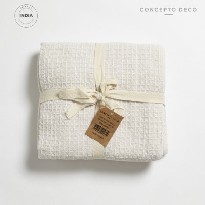 MANTA SOFÁ INDIA BALLERINA WAFFLE ALG BLANCO 125X150CM