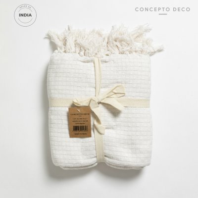 MANTA SOFÁ INDIA KOLARA WAFFLE ALG BLANCO 125X150CM