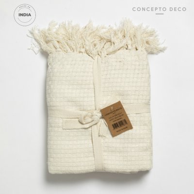 MANTA SOFÁ INDIA KOLARA WAFFLE ALG CRUDO 125X150CM