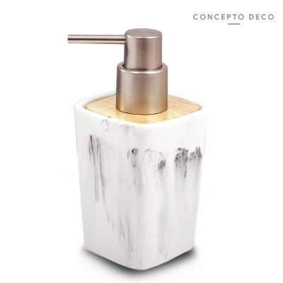 DISPENSER MARMOL MADERA CUADRADO BLANCO