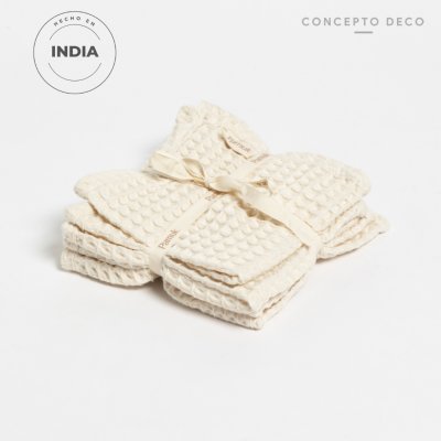 SETX4 TOALLA ROSTRO PAMUK WAFFLE CRUDO 30X30CM