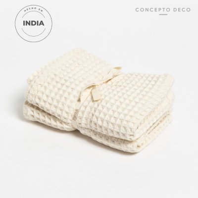 SETX2 TOALLA MANO PAMUK WAFFLE CRUDO 80X50CM