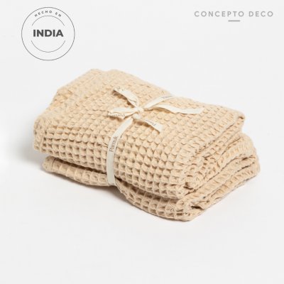 SETX2 TOALLA MANO PAMUK WAFFLE ARENA 80X50CM