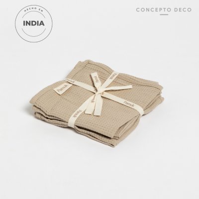 SETX4 TOALLA ROSTRO PAMUK MICRO WAFFLE BEIGE 30X30CM