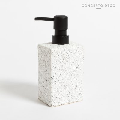 DISPENSER GRANITO CUADRADO BLANCO 18CM