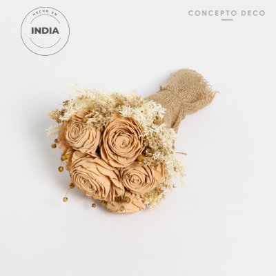 FLORES SECAS BOUQUET WOOD ROSE CAPUCHINO 27CM