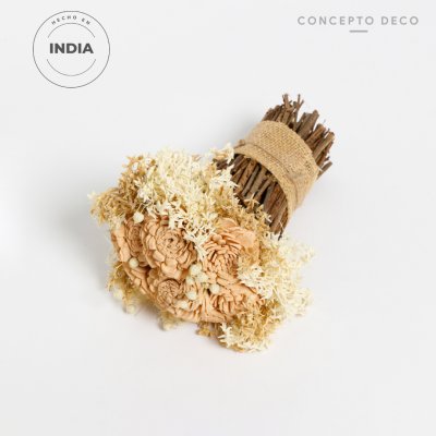 FLORES SECAS BOUQUET S WOOD ROSE  CAPUCHINO 18CM