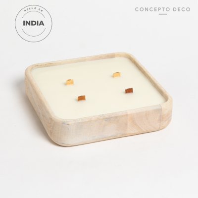 VELÓN INDIA MADERA MANGO BLA 650g 19,5X19,5X4,5CM