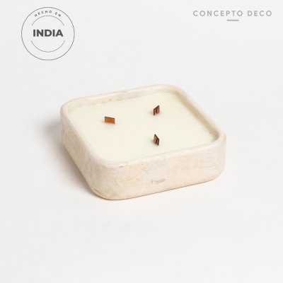 VELÓN INDIA MADERA MANGO BLANCO 620g 15X15X4,5CM