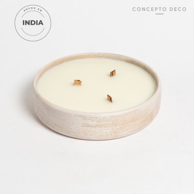 VELÓN INDIA MADERA MANGO BLANCO 650g 20X5CM